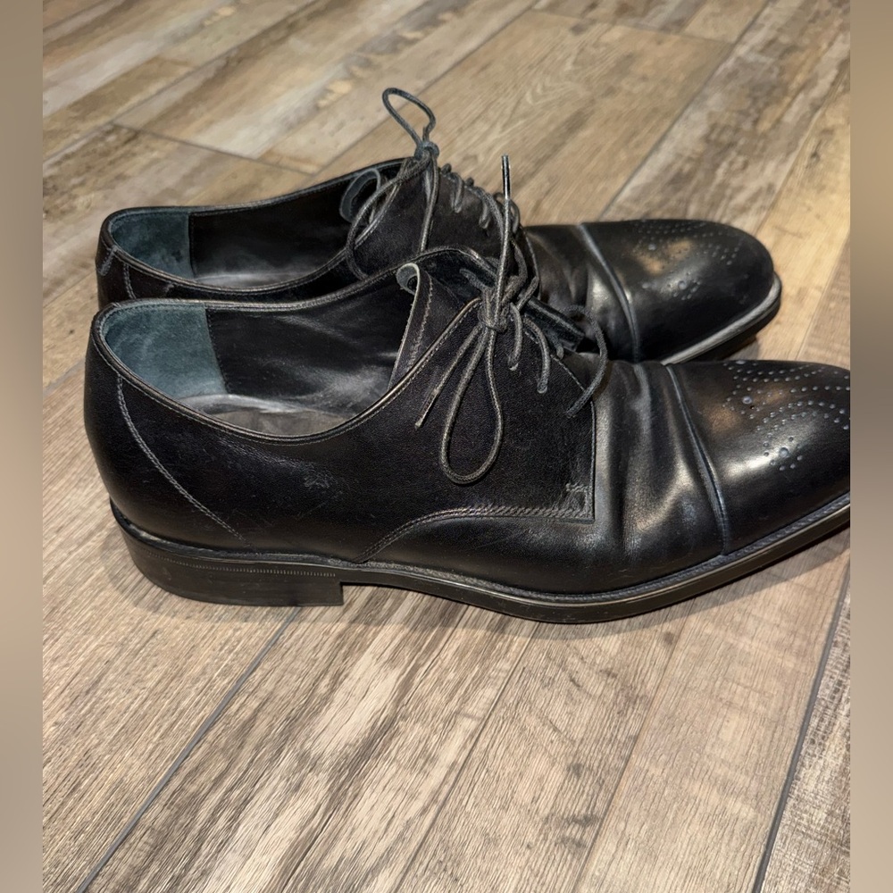 Salvatore Ferragamo Black Leather Oxfords Size 9 Pre-owned - Picture 5 of 7